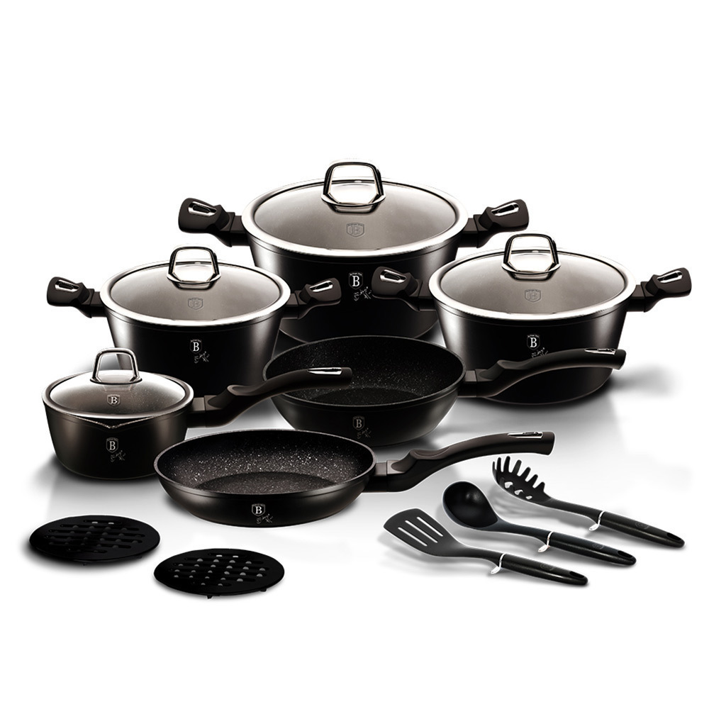 20220510175630 berlinger haus silver collection set mageirika skeyi apo alouminio matt black me epistrosi apo petra bh 6155 15tmch